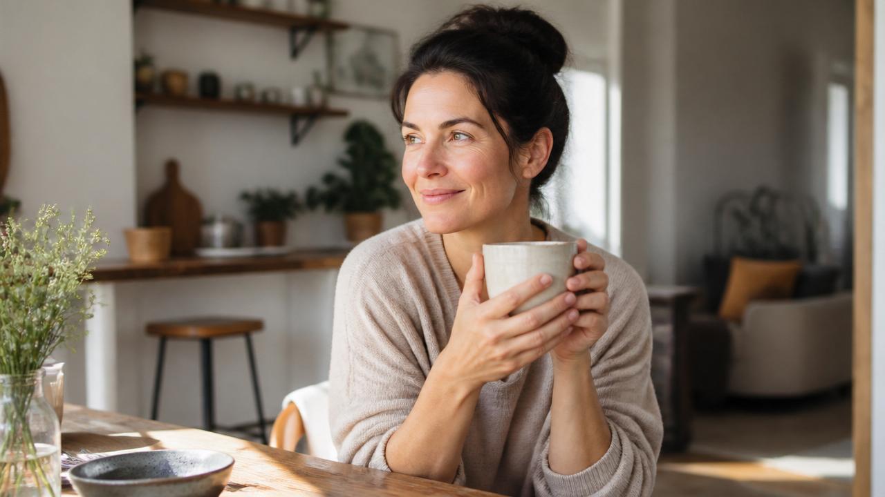 A calm moment with a warm cup at the window